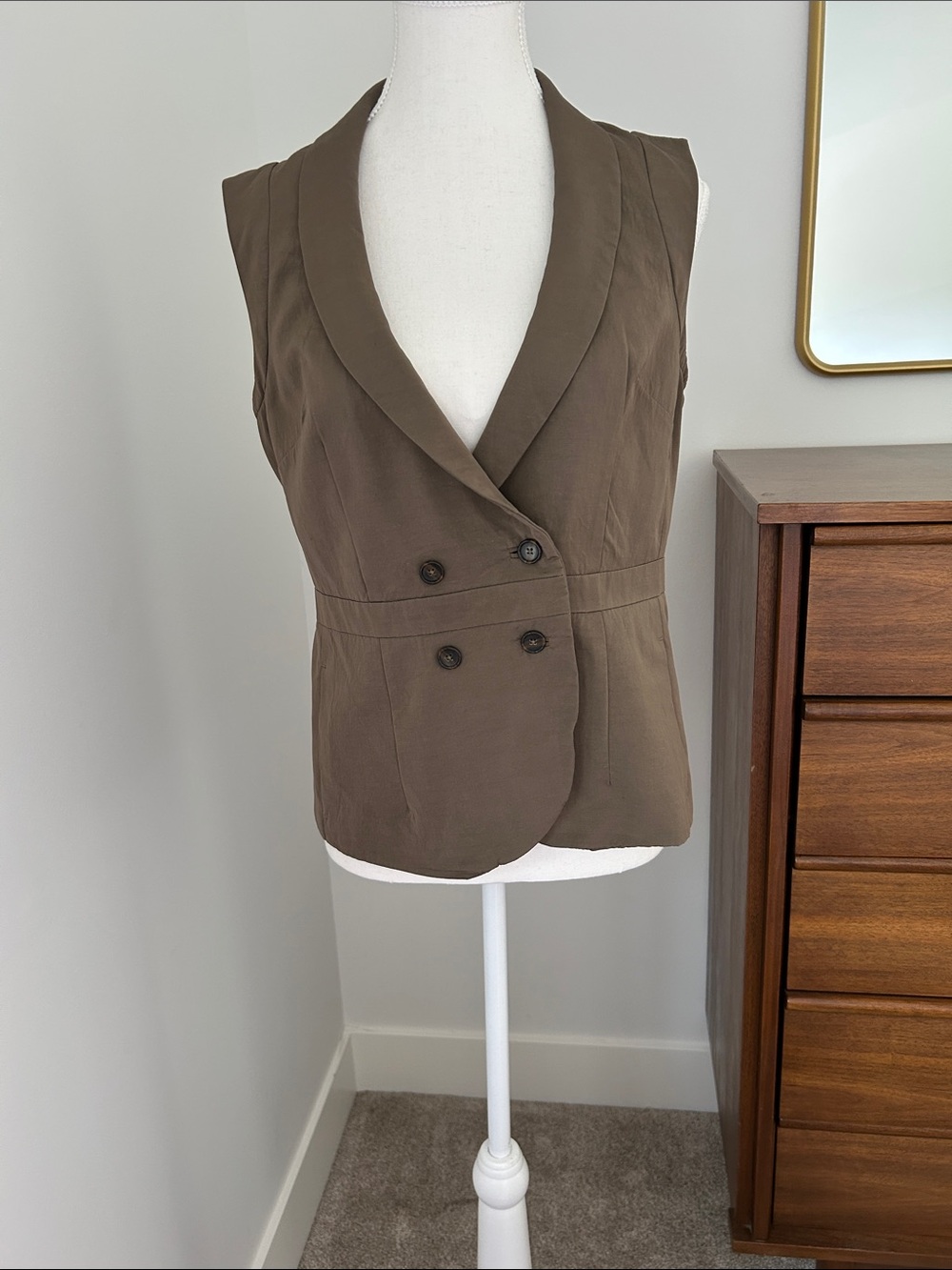 Banana Republic Double-Breasted Sleeveless Vest in olive